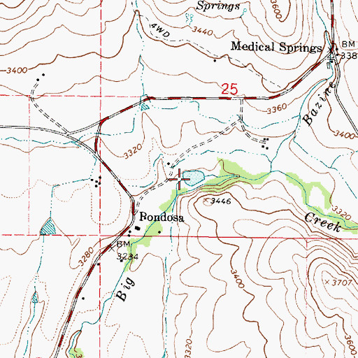 Topographic Map of Pondosa Pond, OR