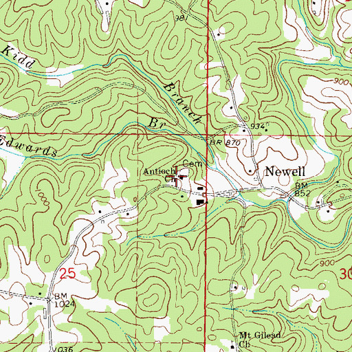 Topographic Map of Antioch Church, AL