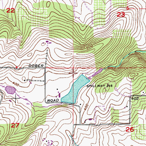 Topographic Map of Dober Dam, OR