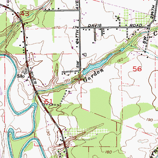 Topographic Map of Ettinger Dam, OR