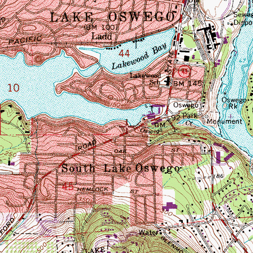 Topographic Map of Lake Oswego Dam, OR
