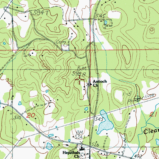 Topographic Map of Antioch Church, AL