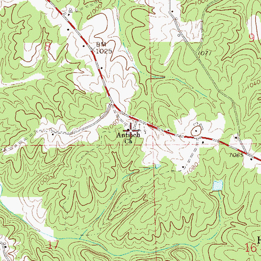 Topographic Map of Antioch Church, AL