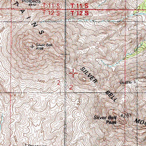 Topographic Map of Silver Bell Mountains, AZ