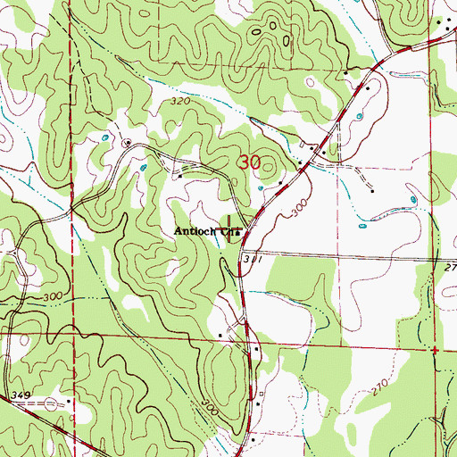 Topographic Map of Antioch Church of Christ, AL