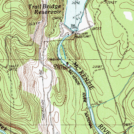Topographic Map of Trail Bridge Dam, OR