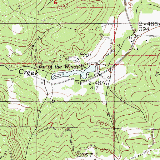 Topographic Map of Whispering Winds Dam, OR