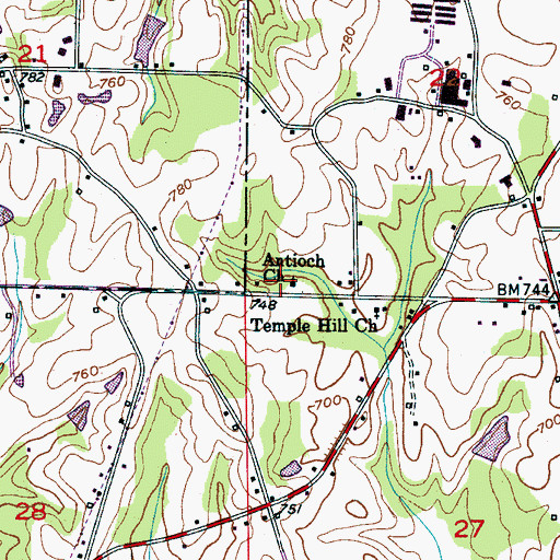 Topographic Map of Antioch Church, AL