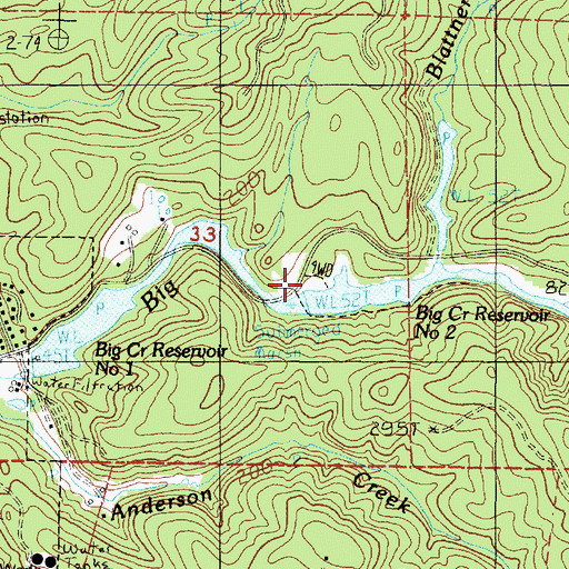 Topographic Map of Big Creek Dam Number 2, OR