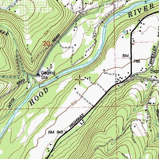 Topographic Map of Green Acres Air Park, OR