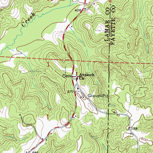 Topographic Map of Antioch Baptist Church, AL