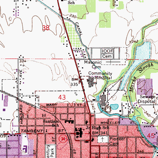 Topographic Map of Lebanon Hospital Heliport, OR