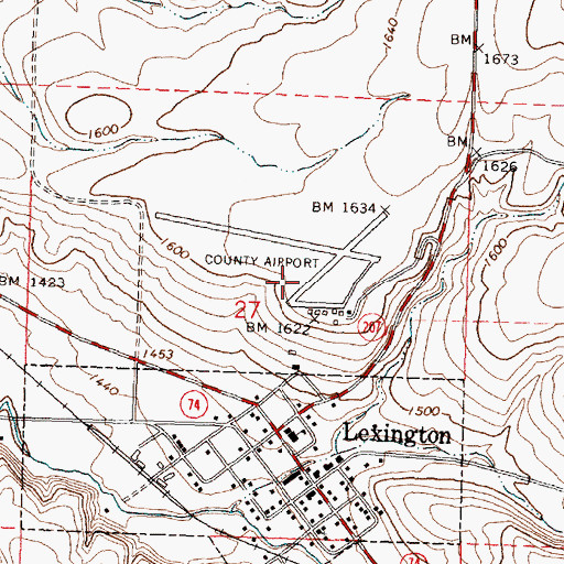 Topographic Map of Lexington Airport, OR