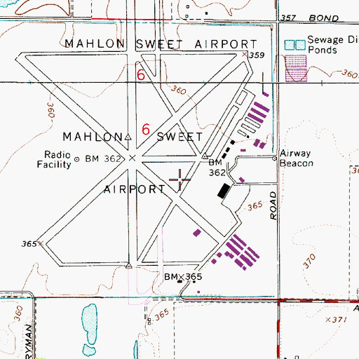 Topographic Map of Mahlon Sweet Field, OR