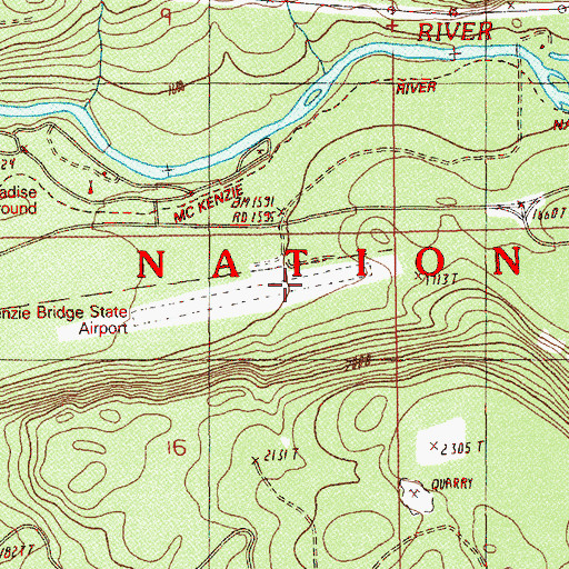 Topographic Map of Mc Kenzie Bridge State Airport, OR