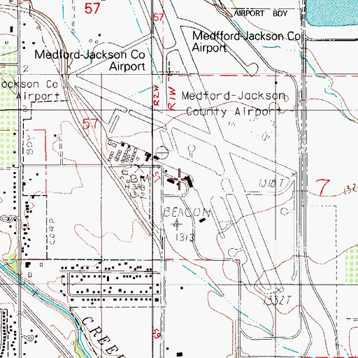 Topographic Map of Rogue Valley International - Medford Airport, OR
