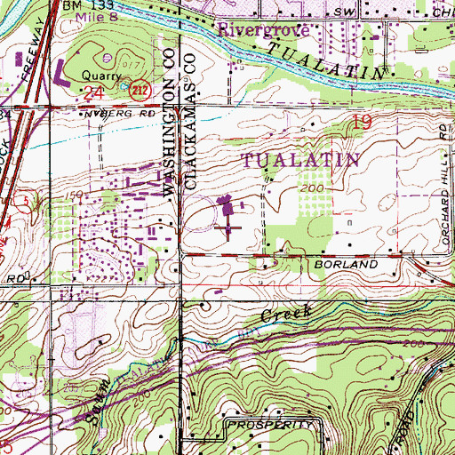 Topographic Map of Legacy Meridian Park Hospital Heliport, OR