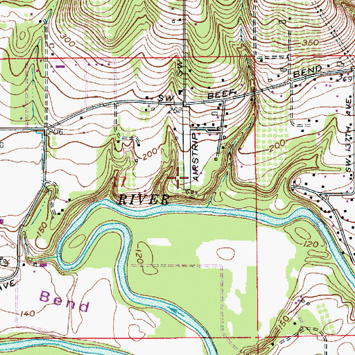 Topographic Map of Meyer Riverside Airpark, OR