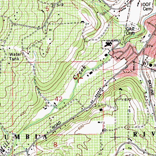 Topographic Map of Mill Creek Field (historical), OR