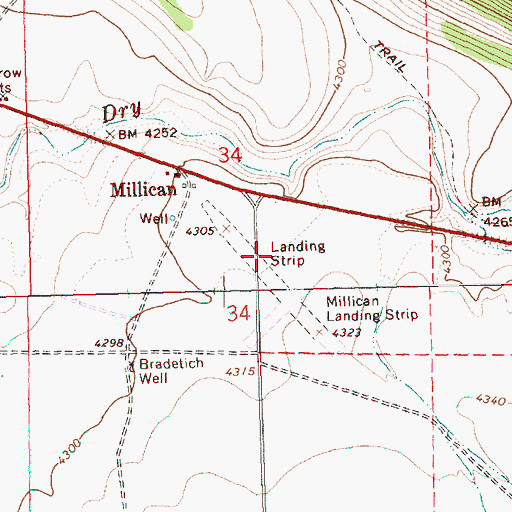 Topographic Map of Millican Airstrip (historical), OR