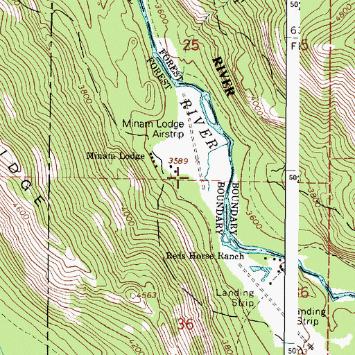 Topographic Map of Minam Lodge Airport, OR