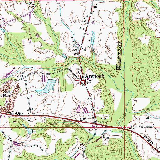 Topographic Map of Antioch Church, AL