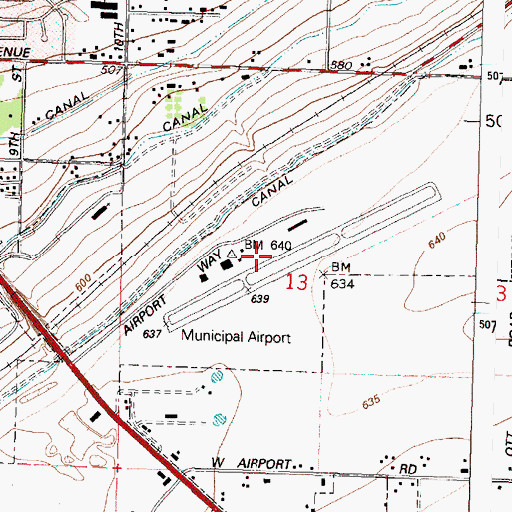 Topographic Map of Hermiston Municipal Airport, OR