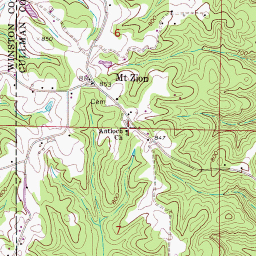 Topographic Map of Antioch Church, AL