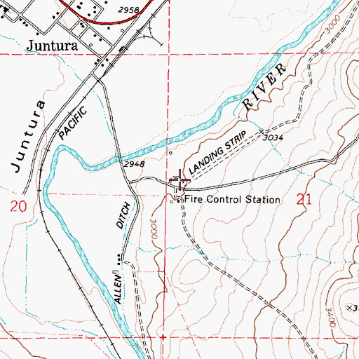 Topographic Map of Juntura Airport, OR
