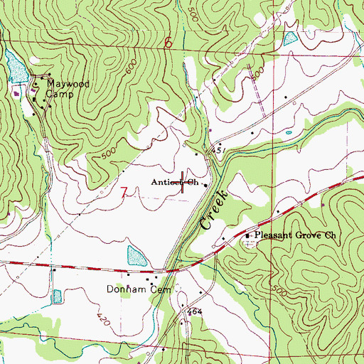 Topographic Map of Antioch Church, AL