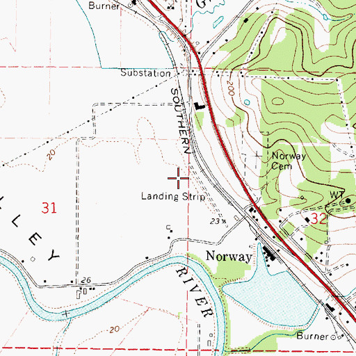 Topographic Map of Norway Airstrip (historical), OR