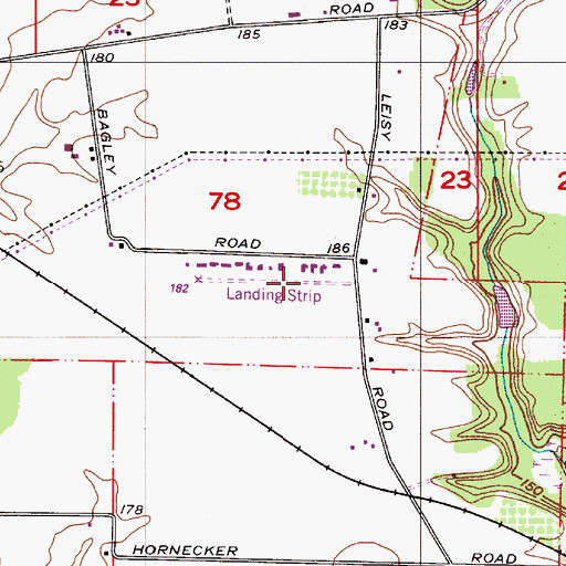 Topographic Map of Olinger Airpark, OR