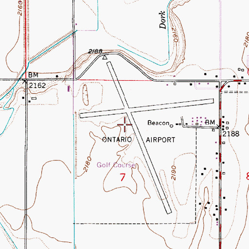 Topographic Map of Ontario Municipal Airport, OR