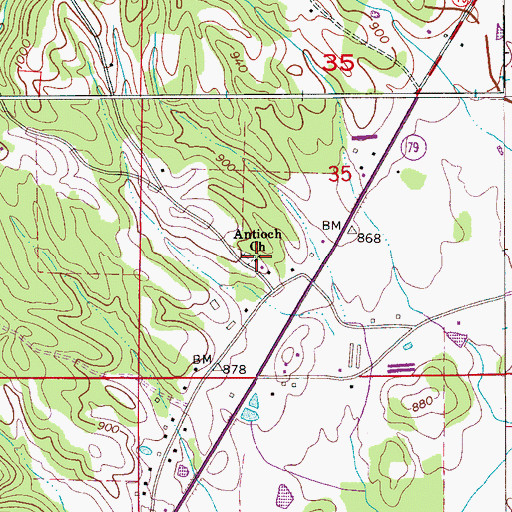 Topographic Map of Antioch Baptist Church, AL