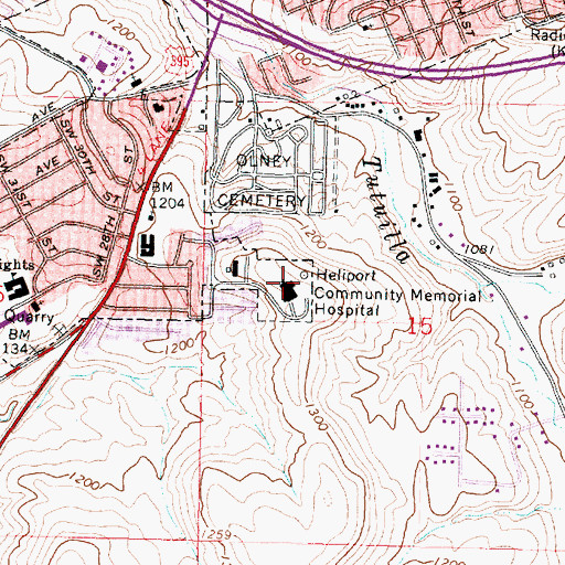 Topographic Map of Pendleton Community Hospital Helipad (historical), OR