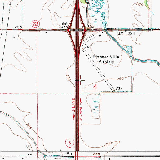 Topographic Map of Pioneer Villa Airstrip (historical), OR