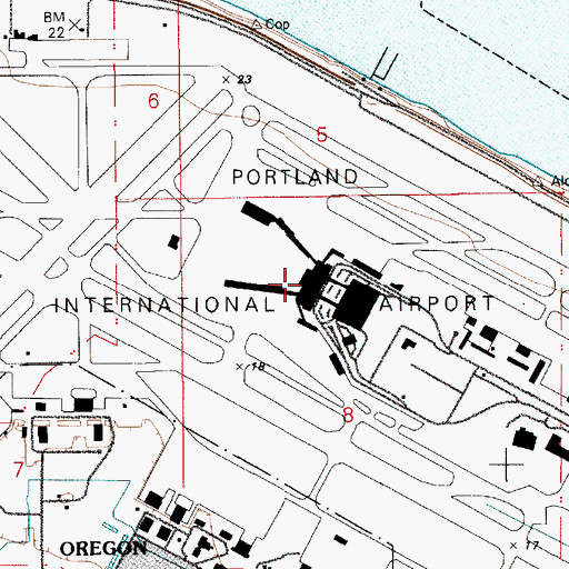 Topographic Map of Portland International Airport, OR
