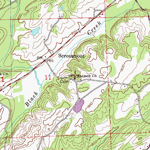 Topographic Map of Antioch Church of Christ, AL
