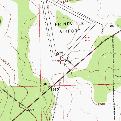 Topographic Map of Prineville Airport, OR