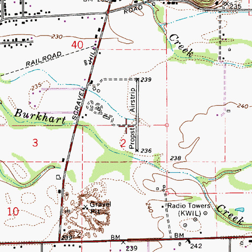 Topographic Map of Propst Airport, OR