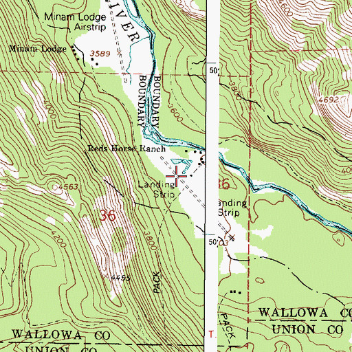 Topographic Map of Reds Wallowa Horse Ranch Airport, OR