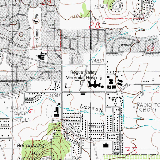 Topographic Map of Rogue Valley Memorial Hospital Heliport, OR