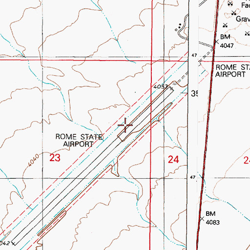 Topographic Map of Rome State Airport, OR