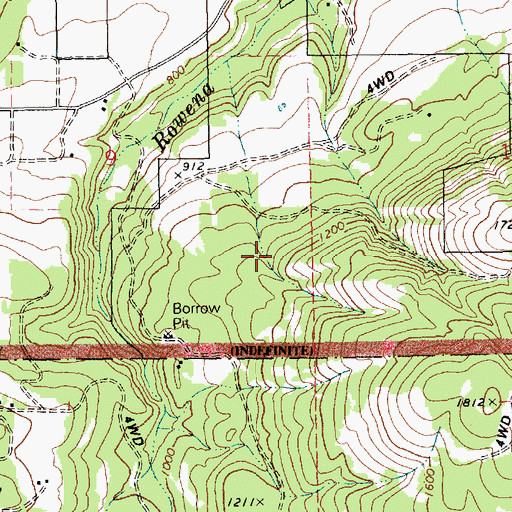 Topographic Map of Rowena Dell Airstrip (historical), OR