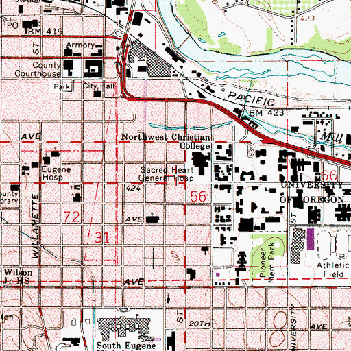 Topographic Map of Sacred Heart Medical Center Heliport, OR