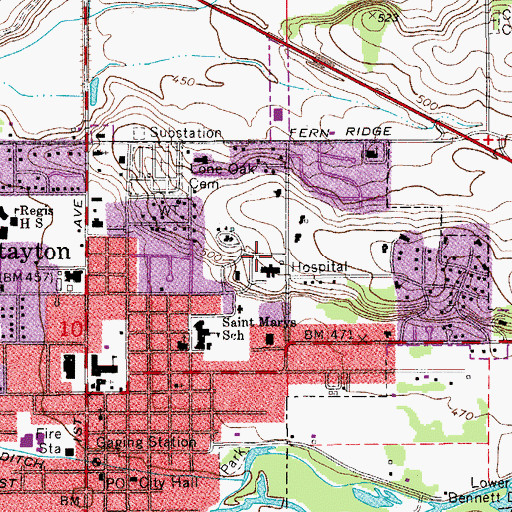 Topographic Map of Santiam Memorial Hospital Helipad, OR