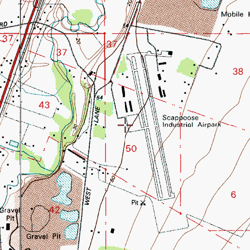 Topographic Map of Scappoose Industrial Airpark, OR