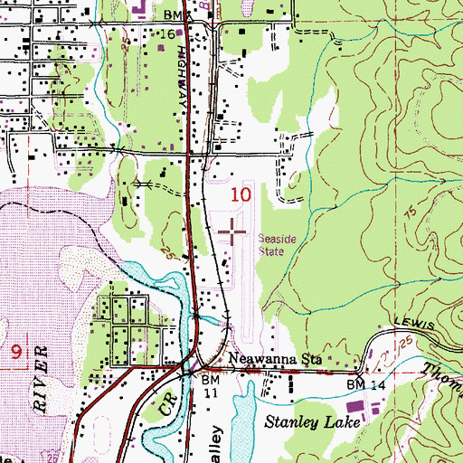 Topographic Map of Seaside Municipal Airport, OR