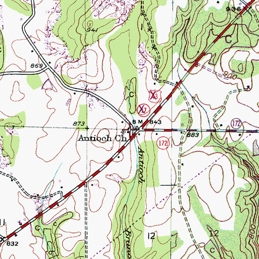 Topographic Map of Antioch Missionary Baptist Church, AL