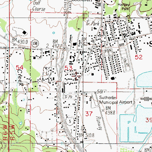 Topographic Map of Sutherlin Municipal Airport (historical), OR